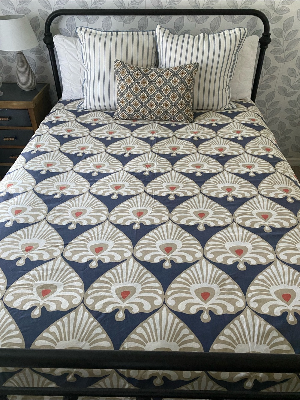 Serena & Lily “Palmetto” Full/Queen 100% Cotton Duvet Cover blue, tan, copper - Picture 2 of 10